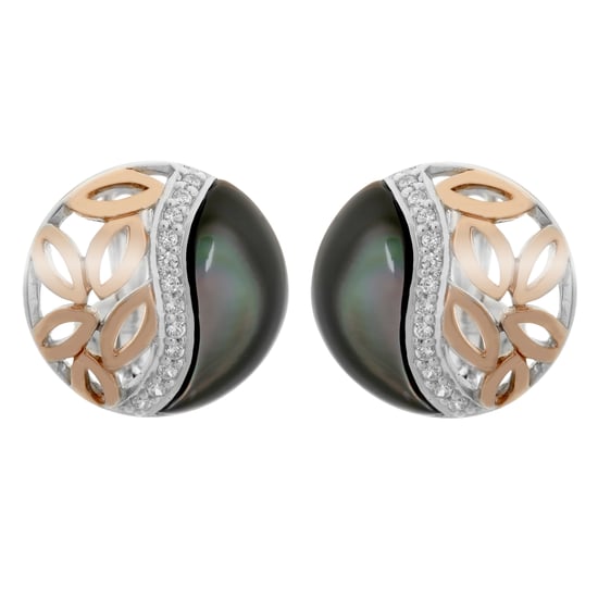 Orphelia 'Unari' Women's 925 Sterling Silver Stud Earrings - Silver/Rose ZO-7112