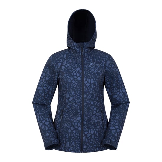 Mountain Warehouse Womens/Ladies Exodus Giraffe Print Water Resistant Soft Shell Jacket (Dark Blue) - Image 1