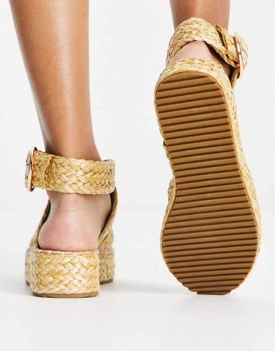 ASOS DESIGN Journey raffia espadrille in natural-Neutral