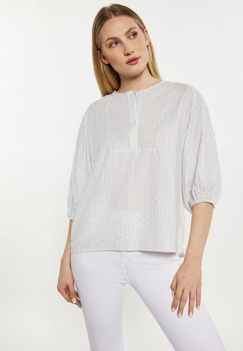 Dreimaster Blouse women light blue wool white - Image 3
