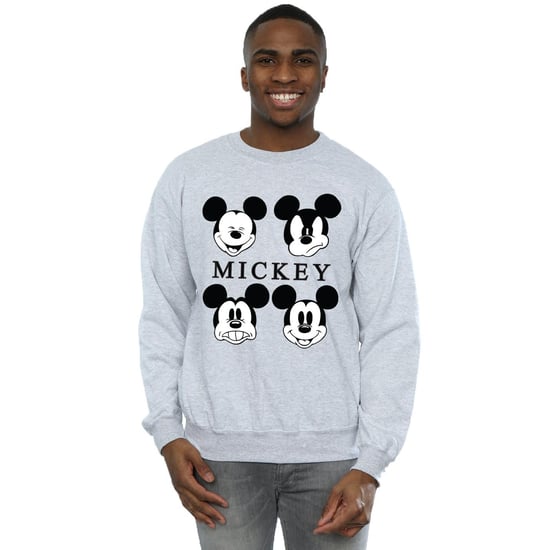 Disney Mens Four Heads Mickey Mouse Cotton Sweatshirt (Sports Grey)