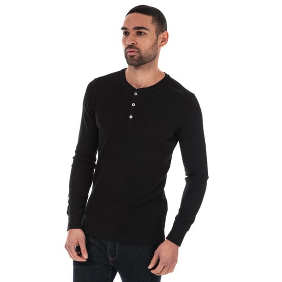 Men's Levis Long Sleeve Henley T-Shirt in Black - Image 1