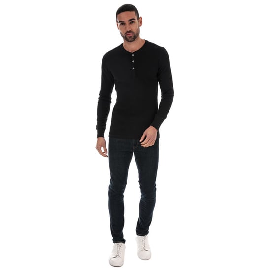 Men's Levis Long Sleeve Henley T-Shirt in Black - Image 3