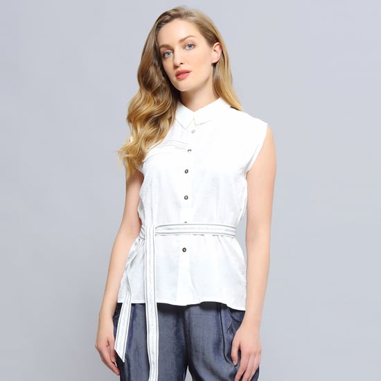 Sleeveless trimming shirt