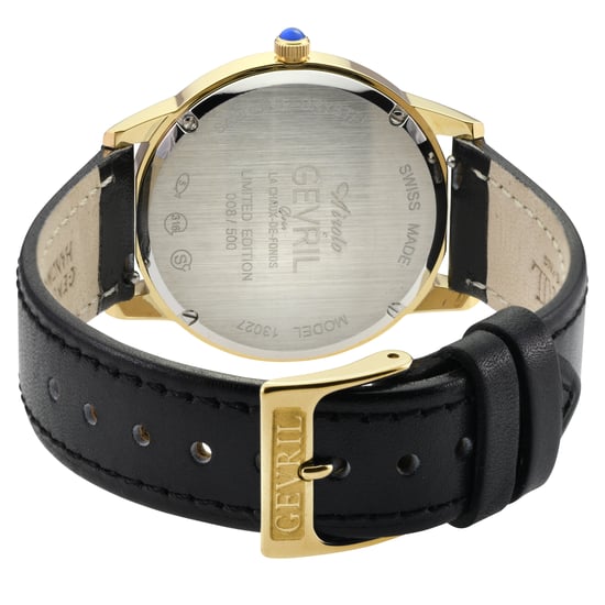 Reloj Gevril Airolo Swiss Diamond para mujer, esfera negra MOP, caja IPYG de acero inoxidable 316L, correa de piel de cocodrilo italiana auténtica - Image 2