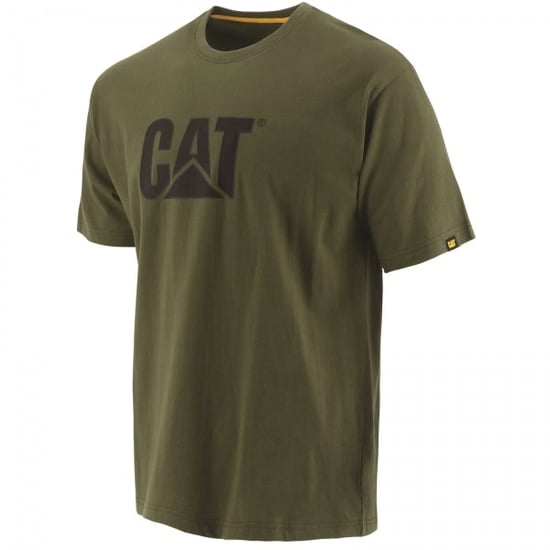 CAT TRADEMARK LOGO Mens Cotton T-Shirt Dark Green - Image 1