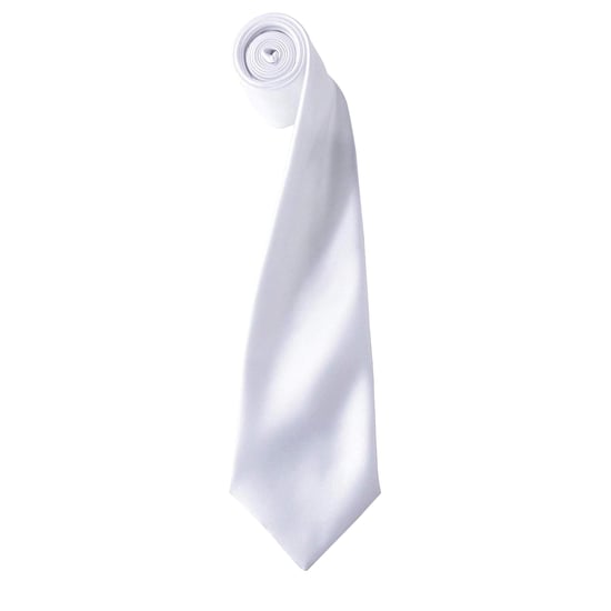 Premier Mens Plain Satin Tie (Narrow Blade) (Pack of 2) (White) - Image 1