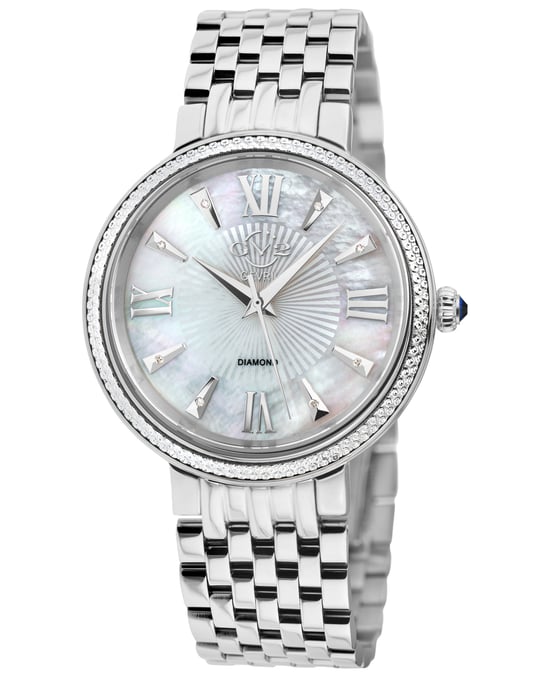 GV2 Reloj para mujer Genoa Diamond 12530 de cuarzo suizo y acero inoxidable plateado - Image 1