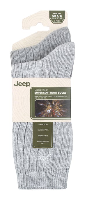 Womens Walking Boot Socks | Jeep | 2 Pack Calcetines Running Poliéster Alto Rendimiento - Pizarra / Blanco - Image 2