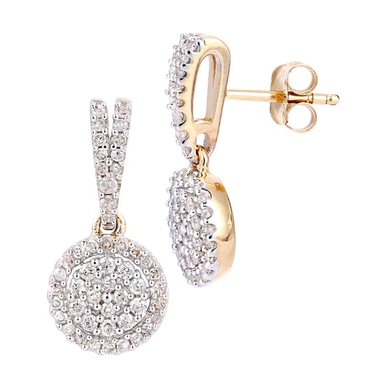 9ct Yellow Gold Diamond Cluster Earrings