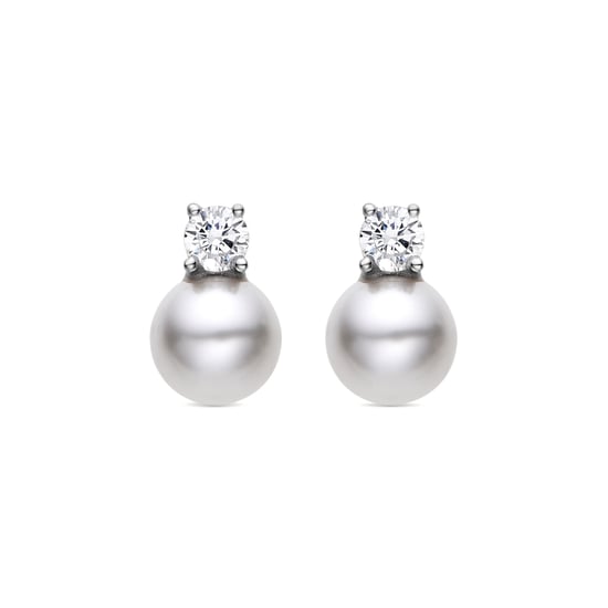 Luxenter 925 Sterling Silver earrings with rhodium plated white pearl - Sikon