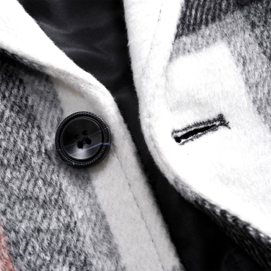 Men's Long Slim Fit Checked Winter Thick Coat with Shawl Collar Red - Image 4