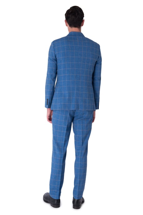 William Blue Check Double Breasted Suit