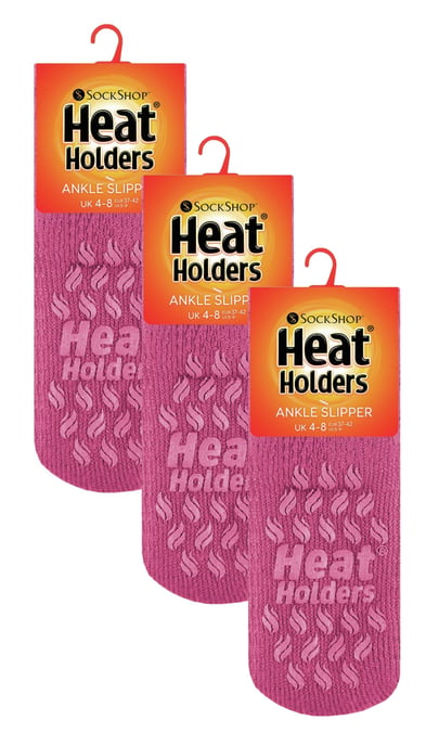 Calcetines Tobilleros con Pinzas - 3 Pares Multipack Ladies Ankle Slipper Socks with Grippers - Mid Pink - Image 2