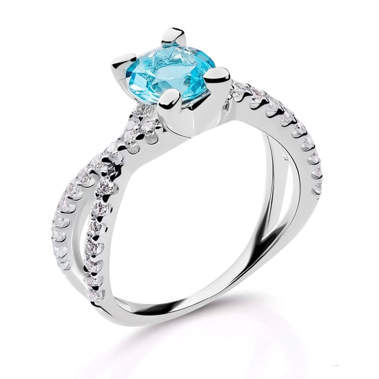 Orphelia 'Maya' Women's 925 Sterling Silver Set: Necklace + Earrings + Ring - Silver SET-7478/AQ - Image 4