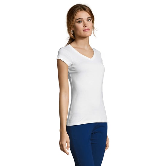SOLS Womens/Ladies Moon V Neck T-Shirt (White) - Image 3