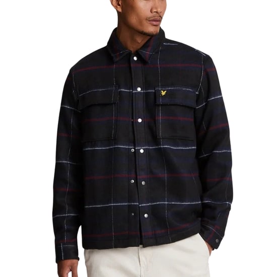 Sobrecamisa azul marino Muddy de tartan cepillado de Lyle & Scott - Image 1