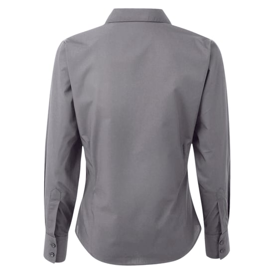 Premier Womens/Ladies Poplin Long-Sleeved Blouse (Dark Grey) - Image 2