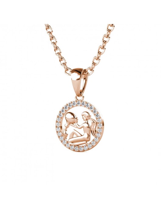 Colgantes del Zodíaco Acuario - Oro rosa y cristal - Image 3