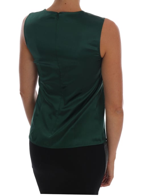Top sin mangas de seda verde oscuro para mujer de Dolce & Gabbana - Image 3