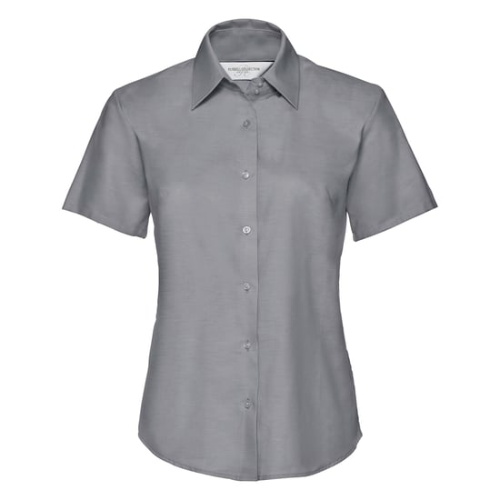 Russell Collection Ladies/Womens Short Sleeve Easy Care Oxford Shirt (Silver Grey) - Image 1