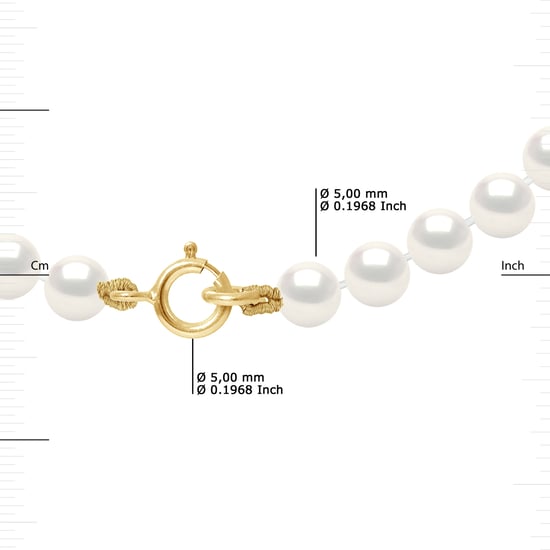 DIADEMA - Necklace - Real Freshwater Pearls - White - Yellow Gold