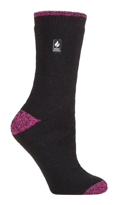 Heat Holders Lite - Calcetines Térmicos Aislantes para Mujer | Múltiples Diseños Incluyendo Rayas Argyle Corazones Estrellas | Calcetines Cálidos para Invierno - Negro / Berry H&T (Tenerife) - Image 1