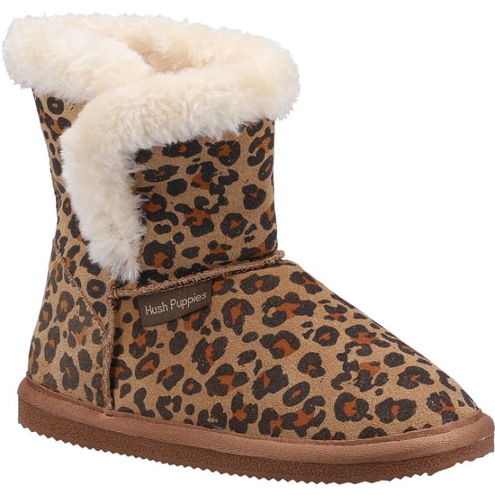 Hush Puppies Girls Ashlynn Leopard Print Suede Slippers (Leopard) - Image 1