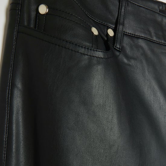 River Island Womens Straight Trousers Black Faux Leather