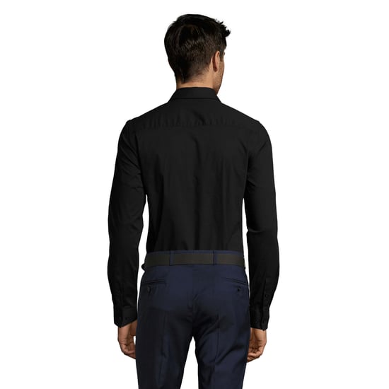 SOLS Mens Blake Stretch Long-Sleeved Shirt (Black) - Image 1