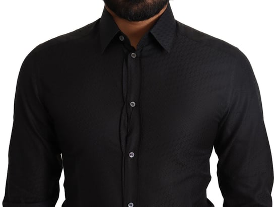 Camisa Formal Slim de Algodón Negro GOLD de Dolce & Gabbana para Hombre - Image 4