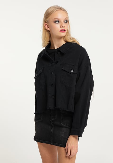 Mymo denim jacket women black - Image 3