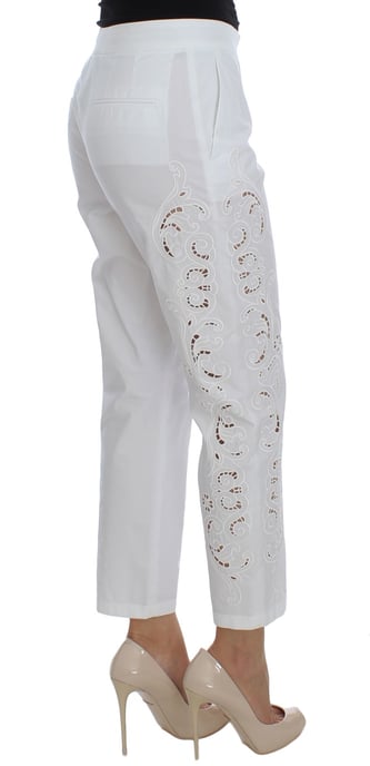 Vestido de flores blancas con recortes para mujer de Dolce & Gabbana, pantalones Sicilia. - Image 4