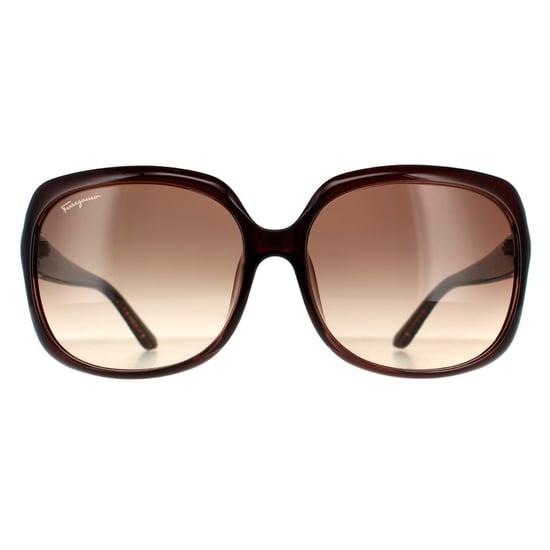 Gafas de sol de mujer rectangulares marrones degradadas Salvatore Ferragamo - Image 1