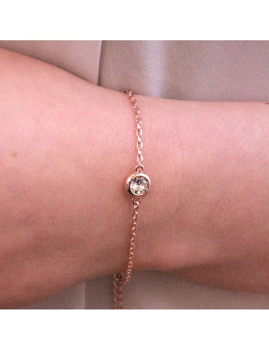Pulsera con Piedras de Nacimiento - Oro Rosa y Cristal - Image 2