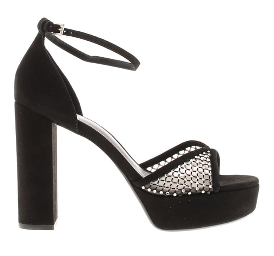 Zapatos de tacón para mujer Ted Baker Bexins de piel de ante con plataforma y tacón cuadrado, con punta descubierta, negros - Image 2