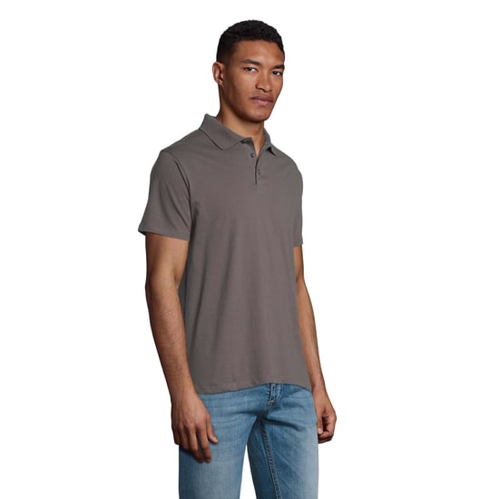 SOLS Mens Prescott Jersey Polo Shirt (Dark Grey) - Image 3