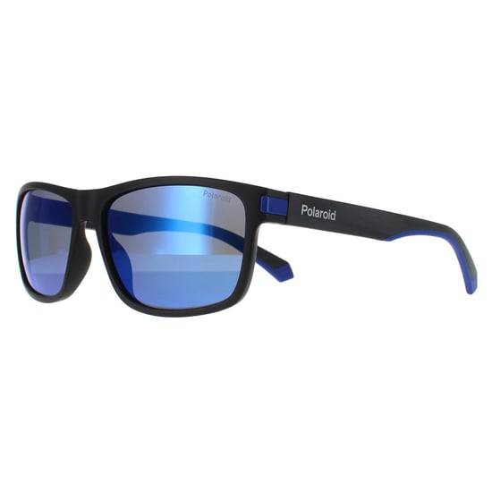 Polaroid Rectángulo Masculino Negro Mate Azul Espejo Azul Polarizado - Image 2