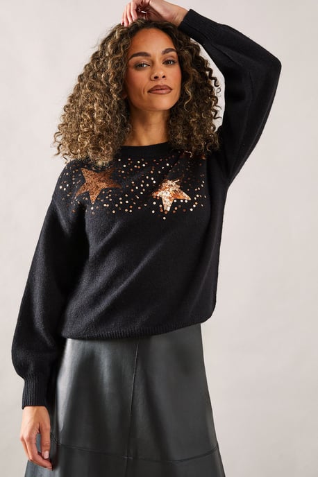Petite Sequin Festive Star Jumper