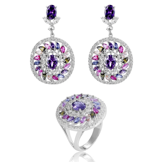 Orphelia 'Enya ' Women's 925 Sterling Silver Set: Earrings + Ring - Silver SET-7428 - Image 1