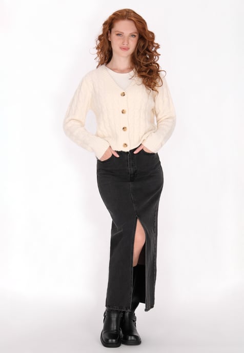 Dreimaster Cardigan women wool white melange - Image 2