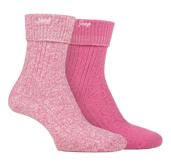 Calcetines de mujer con puño vuelto | Jeep | Calcetines de mujer para botas de senderismo, cómodos calcetines de poliéster de alto rendimiento - Cerise / Cream - Image 1