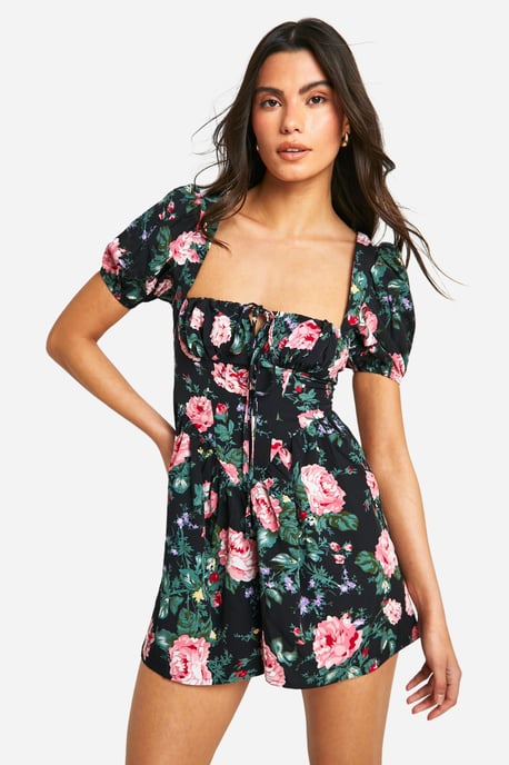Floral Milkmaid Puff Playsuit