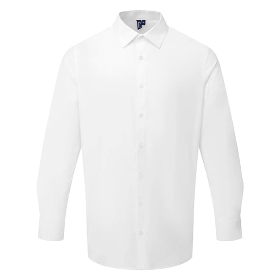 Premier Mens Poplin Long-Sleeved Formal Shirt (White) - Image 1