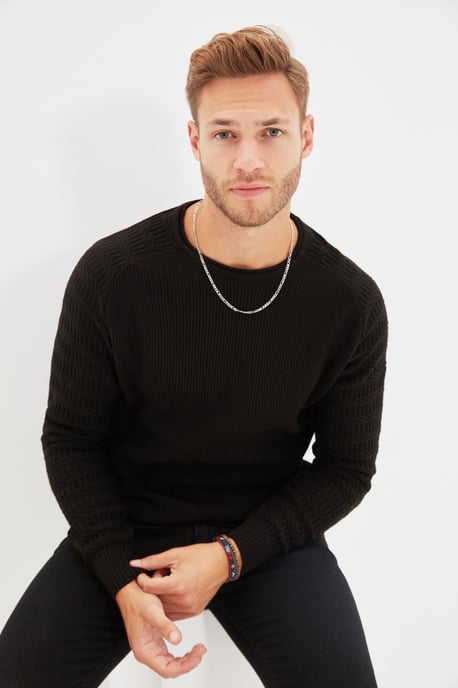Trendyol Men's Raglan Sleeve Straight Sweater - Image 1