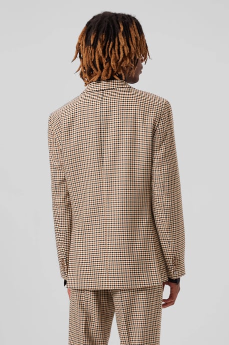 Blythe Slim Fit Beige Check Jacket