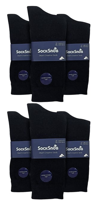 12 Pares Multipack Calcetines de Algodón a Rayas de Colores para Hombre | Sock Snob | Calcetines de Vestir Casual - Negro - Image 2
