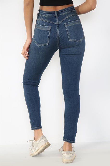 Vaqueros ajustados de cintura alta con forma mágica para mujer en azul - Image 2