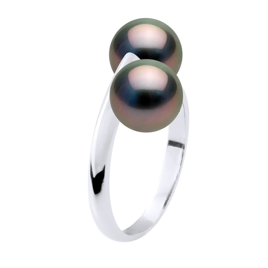 Ring You & Me - 2 Real Cultured Tahiti Pearls Round 8-9 mm - Image 1