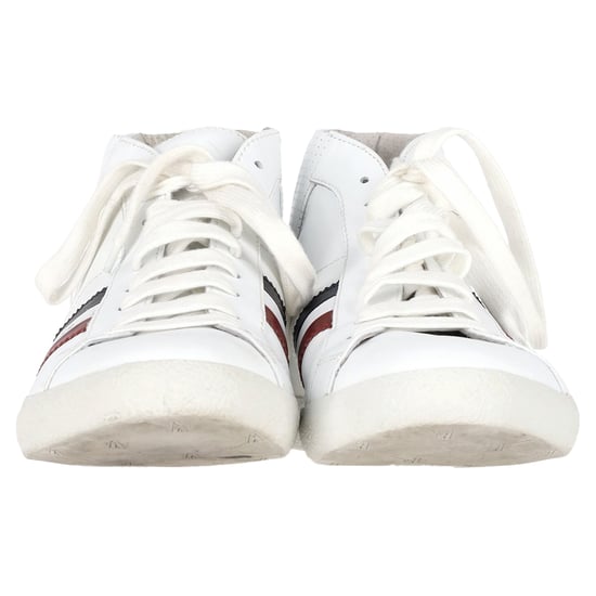 Moncler Monte Carlo Striped High Top Sneakers in White Leather - Image 3